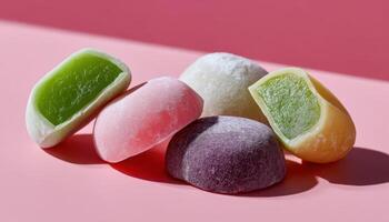 vistoso mochi delicias cocina comida fotografía brillante atmósfera de cerca dulce trata foto