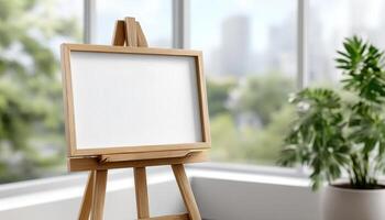 Creative presentation setup modern office blank canvas bright environment natural light artistic potential photo