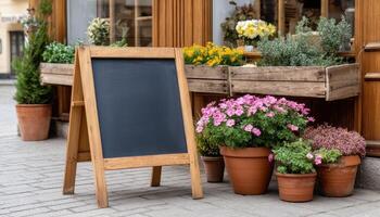 Showcasing fresh flowers and plants at a local shop urban setting outdoor display inviting atmosphere photo