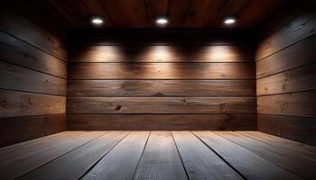 Showcasing wooden studio space interior design image gallery cozy atmosphere eye-level view rustic aesthetic photo