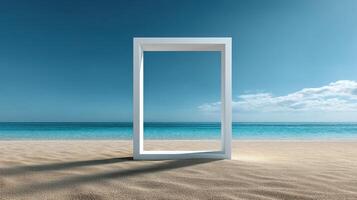 Framed reflection of tranquil ocean beachfront view digital art serene environment photo