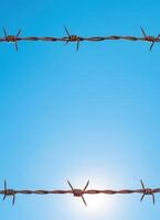 Barbed wire fencing open sky photography clear background minimalist concept photo