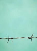 Barbed wire installation industrial site photo minimalistic background close-up view resilience concept