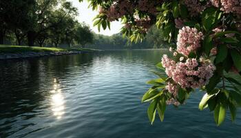 Tranquil water reflection scenic park nature photography serene environment close-up view natural beauty photo