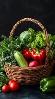 Basket of vibrant, freshly harvested vegetables photo
