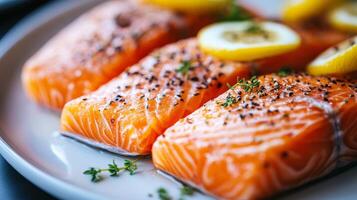 Freshly Prepared Salmon with Lemon and Herbs photo