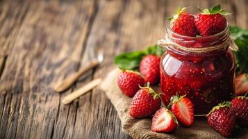 Homemade Strawberry Jam in a Jar - Sweet Summer Treat photo