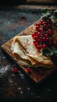 Delicate Crepes with Red Currants - A Delicious Breakfast photo