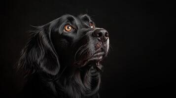 Intriguing Black Dog Portrait in Deep Shadows photo