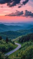 Serene Mountain Road at Sunset photo
