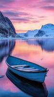 Arctic Sunrise, Frozen Fjord, and a Little Boat photo