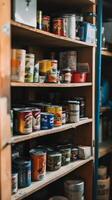 Organized Pantry with Variety of Canned Goods photo