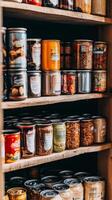 Organized Pantry with Various Canned and Jarred Foods photo