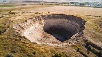 Massive Ground Collapse in a Rural Landscape photo