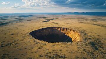 Awe-Inspiring Crater in a Vast Desert Landscape photo