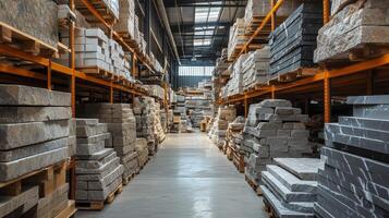 Massive Stone and Building Materials Warehouse - Interior View photo
