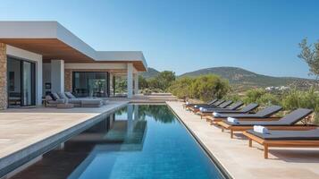 Elegant villa with sleek design and inviting pool photo