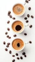 Three Espresso Cups with Coffee Beans photo