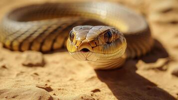 Close-up of a Desert Snake in the Sand photo