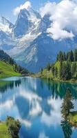 Serene Alpine Lake Scenery Majestic Reflection photo