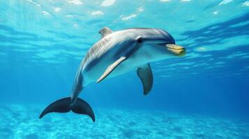 Majestic Dolphin in Azure Ocean Depths photo