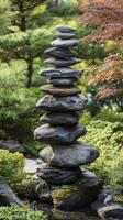 Zen Garden Stones Stacked in Harmony photo