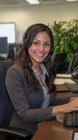 Smiling Businesswoman at Work, Ready to Help Clients photo