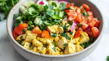 Scrumptious Tofu Bowl with Fresh Veggies photo