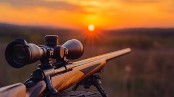 Sunset Hunting Rifle with Scope - Precision in Nature photo