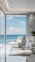 Coastal Modern Living Room with Ocean View - Elegant Interior Design photo