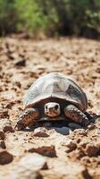 Majestic tortoise in a vast desert landscape photo