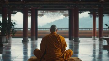 Peaceful Monk in Meditation Posture photo