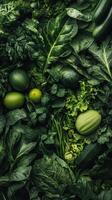 Vibrant Green Vegetables and Fruits Arrangement photo