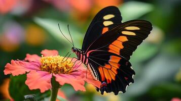 Vibrant Butterfly on a Zinnia Flower photo