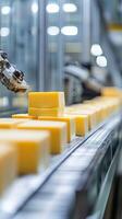 Cheese Production Line Automated Food Processing in a Dairy Factory photo