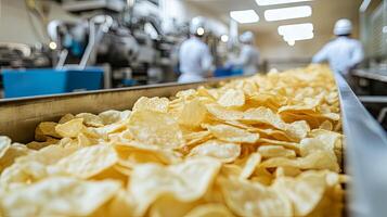 Glimpse of the factorys potato chip production photo