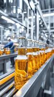Beer Bottling Production Line in a Modern Brewery photo