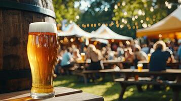 Refreshing Beer at an Outdoor Festival photo