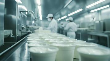 Dairy Products Factory Conveyor Belt with Containers photo