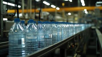 Water Bottles on a Conveyor Belt in a Factory photo
