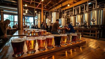 Craft Beer Tasting Flight at a Brewery photo