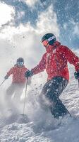 Skiing Down Fresh Powder in a Winter Wonderland photo