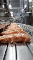 Close-up of Chicken Fillet Production Line in a Factory photo