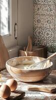 Baking Fresh Dough in a Rustic Kitchen photo