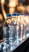 Water Bottles on Conveyor Belt in a Factory photo