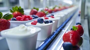 Yogurt Production Line with Fresh Berries photo
