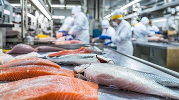 Fresh Fish Processing Inside a Seafood Factory photo