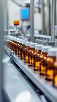 Bottles Moving on Conveyor Belt in a Factory photo