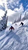 Skiing Adventure in a Snowy Mountain Landscape photo