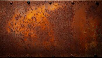 A rusty metal plate with rivets and rivets photo